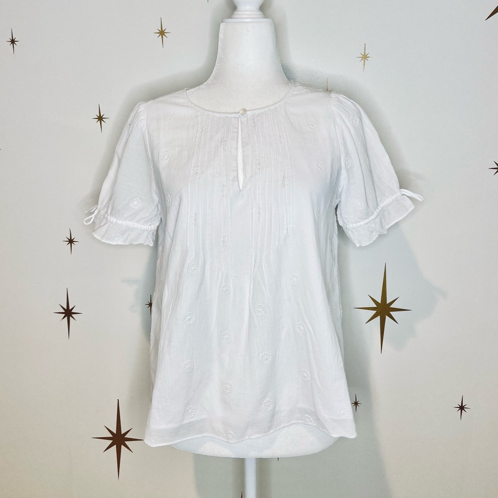 Madewell Floral Embroidered Pintuck Top